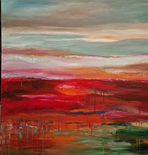 Crimson Horizon di Liliana Georgeta Barna, Pittura in vendita su Singulart