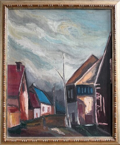 Storm Over the Village di Liliana Georgeta Barna, Pittura in vendita su Singulart
