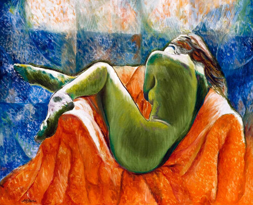Nude on a sofa de Atif Aleem, Pintura a la venta en Singulart
