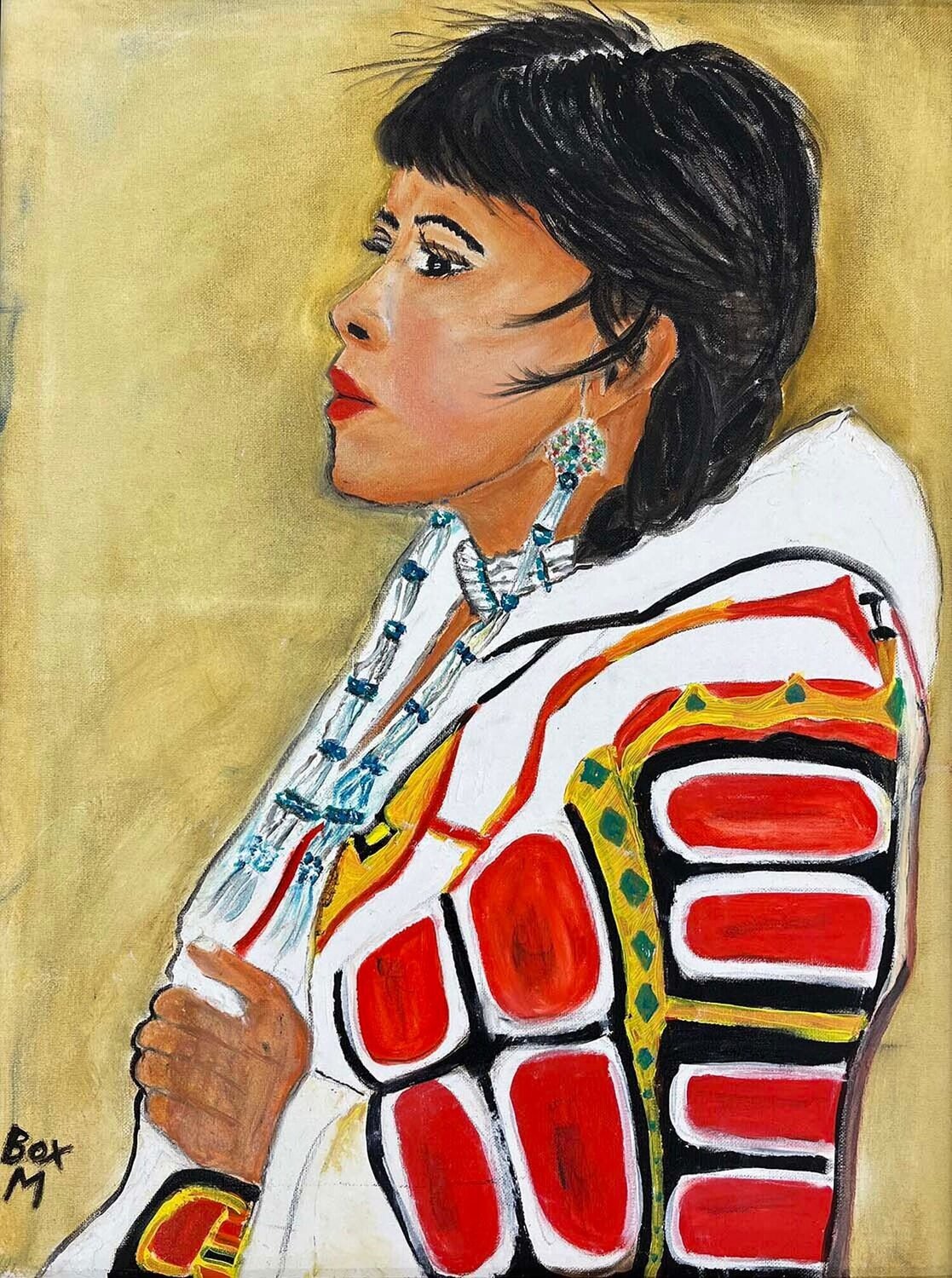 Indian Maiden Betty Oxendine Mangum Originalgemälde zu verkaufen
