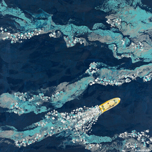 Speed Boat Racing by Claudia Interrante, Painting for Sale on Singulart