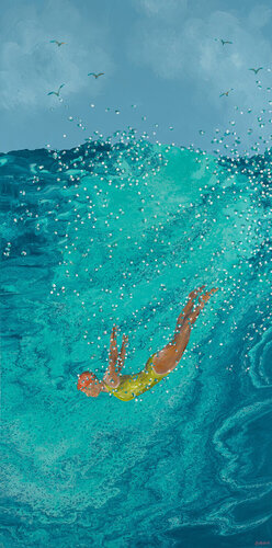 Swan Diver by Claudia Interrante, Painting for Sale on Singulart