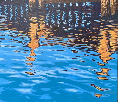 Light and Shadow under Docks par Arthur Jedson Smalley, Peinture en vente sur Singulart