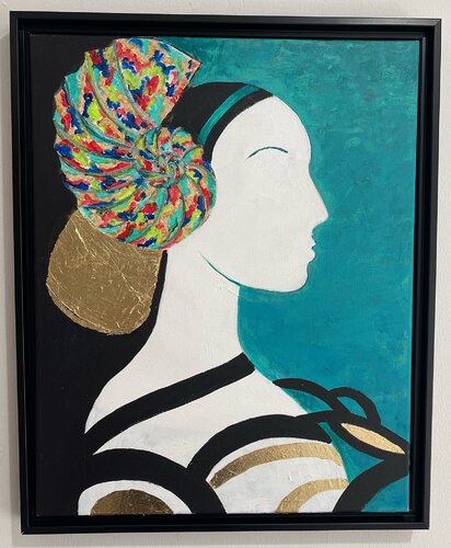 Duquesa de Urbino en turquesa di Elizabeth Bello, Pittura in vendita su Singulart