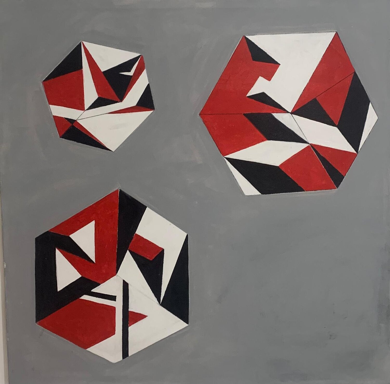 Geometría en Rojo Blanco y Negro #1 - Elizabeth Bello - Acrylic on Linen, image size:1500x1477