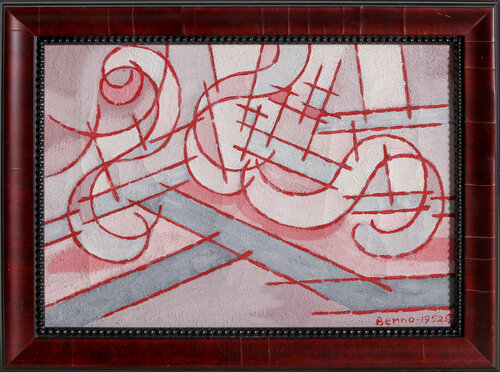 White, Grays, and Red by Benjamin Benno, Painting for Sale on Singulart