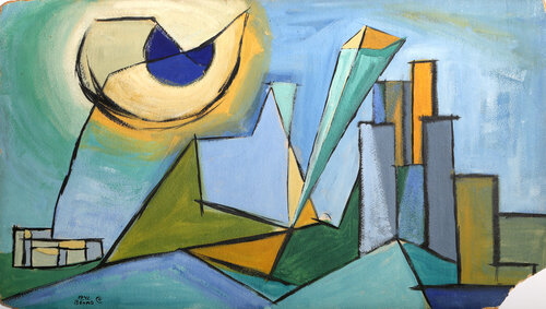 Abstracted Cityscape by Benjamin Benno, Painting for Sale on Singulart