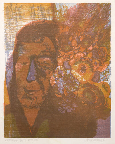 A woman with Flowers by George Lockwood, Print for Sale on Singulart