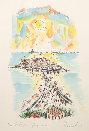 Sveti Stefan, Yugoslavia by Savo Radulovic, 인쇄 for Sale on Singulart