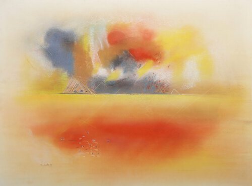Sunset over Mountainscape by Souleymane Keita, 종이 for Sale on Singulart