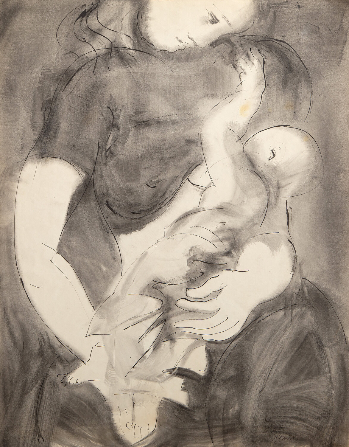 Mother & Child Sidney Simon Opera su carta in vendita