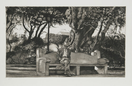 Man on Bench (B & W) by Harry McCormick, Print for Sale on Singulart