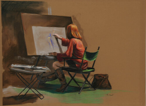 An Artist Smoking in Boots van Harry McCormick, Werk op papier te koop op Singulart