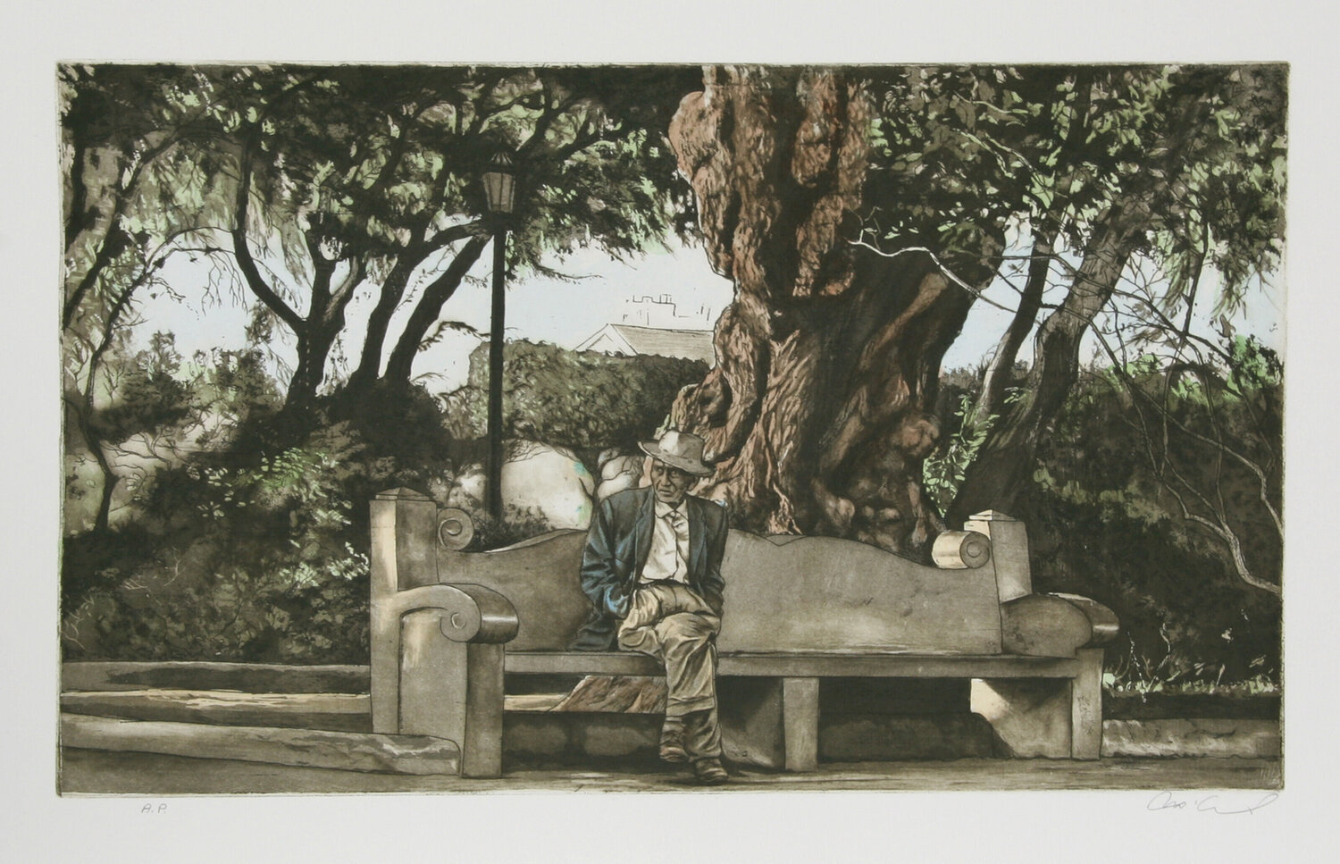 Man on Bench (Color) Harry McCormick