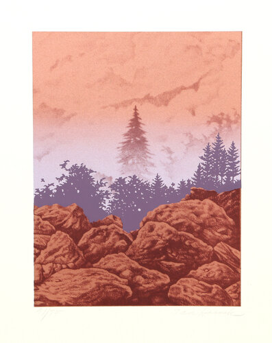 Forest Cliff (Red) by Ian Hornak, 인쇄 for Sale on Singulart