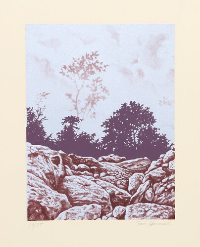 Forest Cliff (Purple) by Ian Hornak, 인쇄 for Sale on Singulart