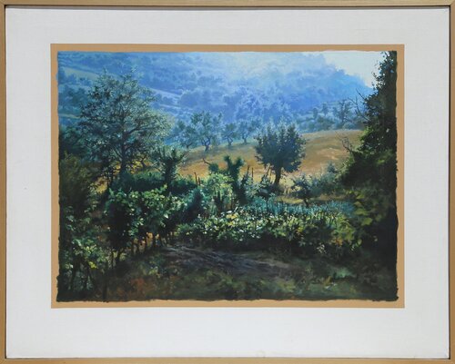 Italy, Garden, Coming Rain di Ian Hornak, Pittura in vendita su Singulart