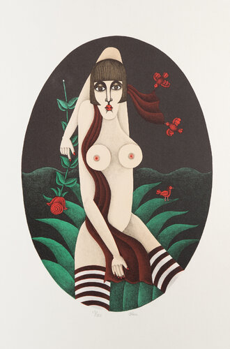 Woman with Rose by Shigeo Okumura, Print for Sale on Singulart