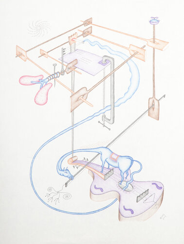 Spiraling Brooms with Musical Lizard (Horse Derivative) di Kevin Varner, Opera su carta in vendita su Singulart