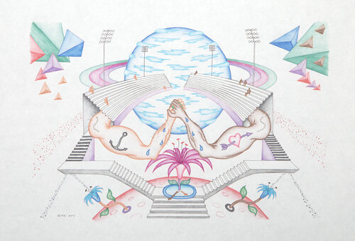 The Interplanetary Stadium von Kevin Varner, Werk auf Papier kaufen auf Singulart