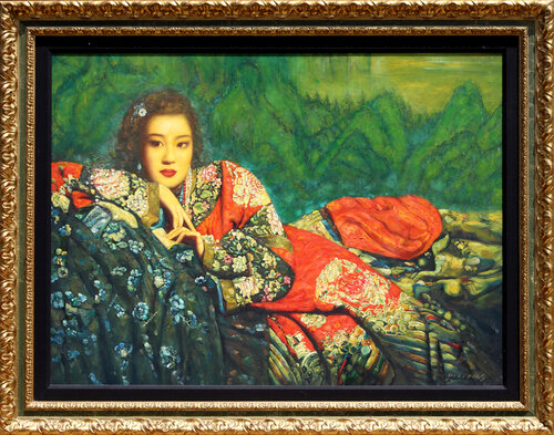Reclining Girl in Traditional Dress Di Li Feng