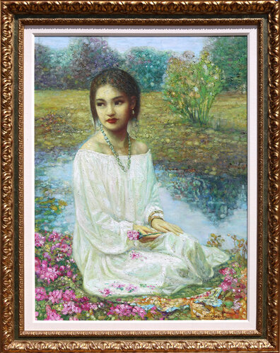 Portrait of a Girl by the River von Di Li Feng, Malerei kaufen auf Singulart