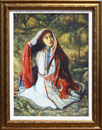 Girl in Traditional Clothing van Di Li Feng, Schilderij te koop op Singulart