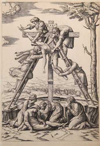 La descente de croix von Marcantonio Raimondi, Druck kaufen auf Singulart