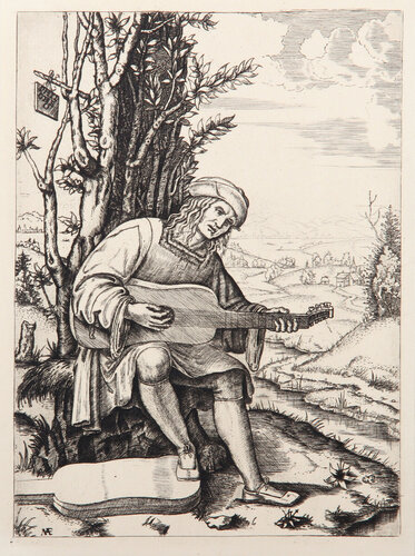 Le joueur de guitare von Marcantonio Raimondi, Druck kaufen auf Singulart