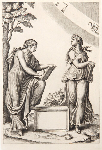 Les deux femmes au Zodiaque van Marcantonio Raimondi, Afdruk te koop op Singulart