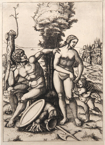 Mars Venus et l'amour von Marcantonio Raimondi, Druck kaufen auf Singulart