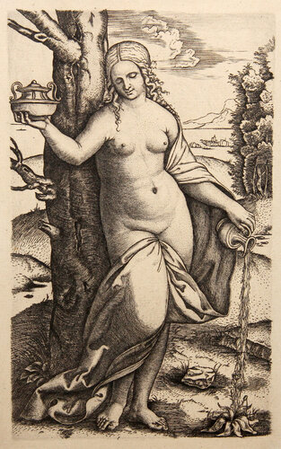 Jeune femme arrosant une plante by Marcantonio Raimondi, Print for Sale on Singulart