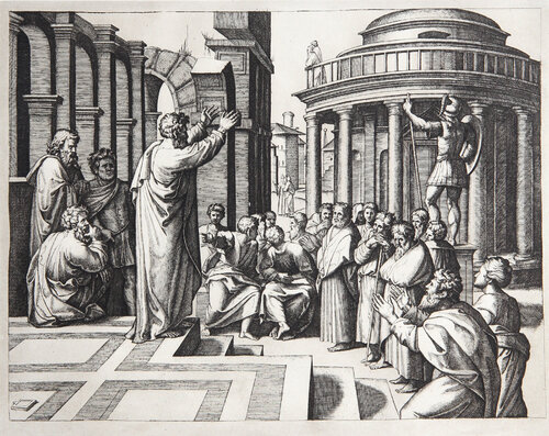 Saint Paul prechant a Athenes von Marcantonio Raimondi, Druck kaufen auf Singulart