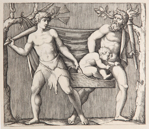 Deux faunes portant un enfant by Marcantonio Raimondi, Print for Sale on Singulart