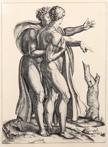 Les deux hommes nuds debout by Marcantonio Raimondi, Print for Sale on Singulart