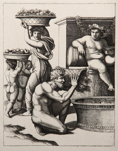 La Vendange d'apres Raphael di Marcantonio Raimondi, Stampa in vendita su Singulart