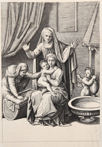 La Vierge au berceau van Marcantonio Raimondi, Afdruk te koop op Singulart