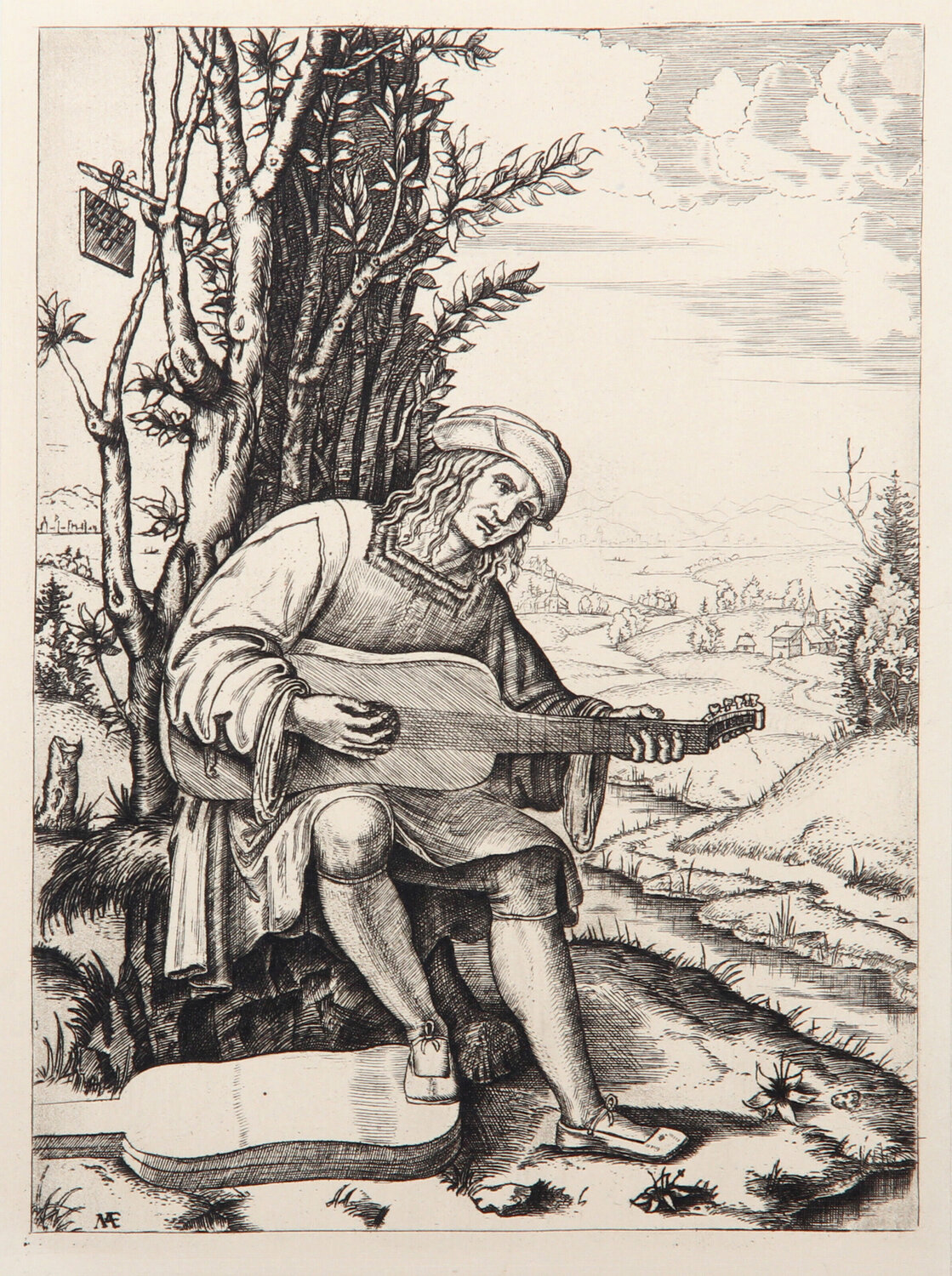 Le joueur de guitare Marcantonio Raimondi Druck zu verkaufen