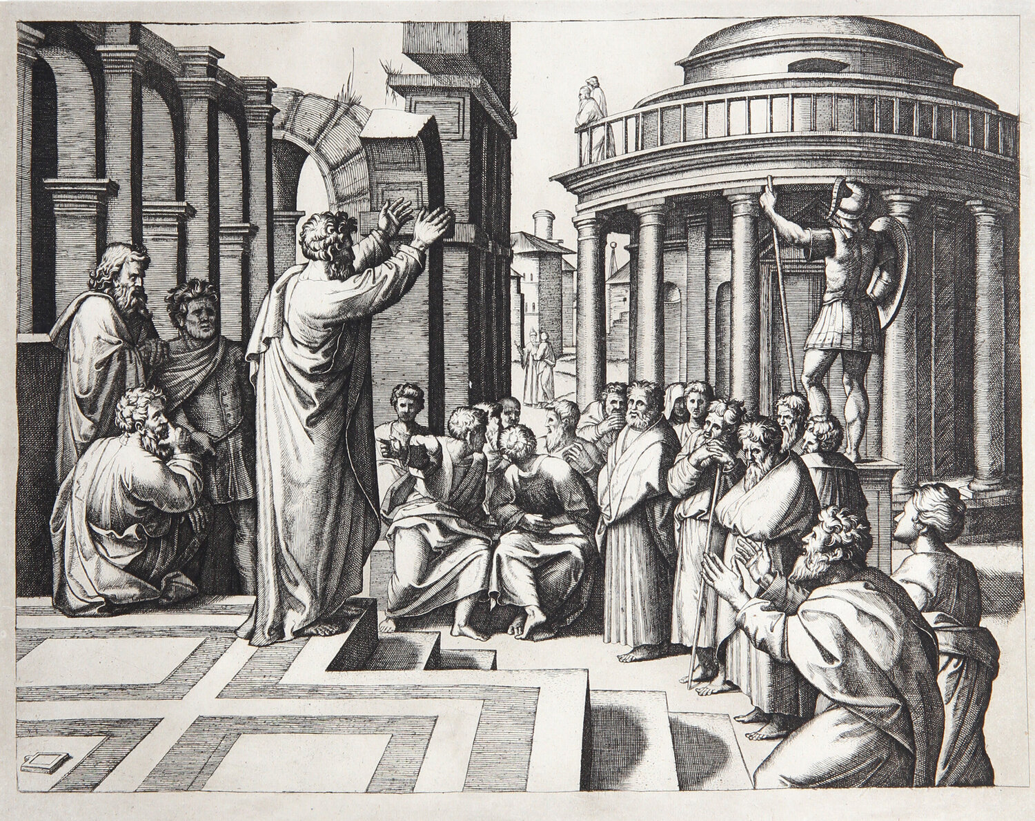 Saint Paul prechant a Athenes de Marcantonio Raimondi (1875): Impresión ...