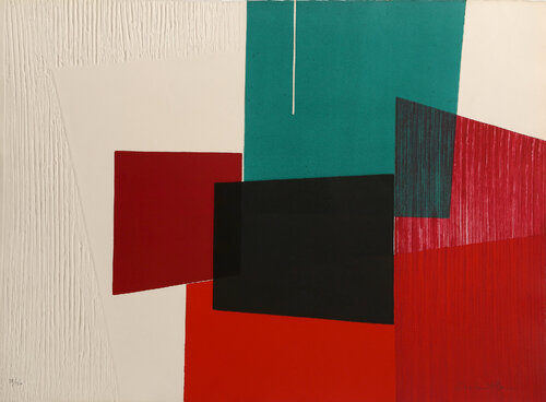 Red and Green Composition by Jacqueline De Butler, 인쇄 for Sale on Singulart