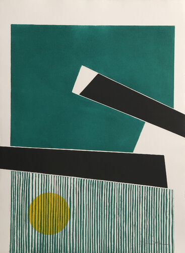 Green and Yellow Composition by Jacqueline De Butler, 인쇄 for Sale on Singulart