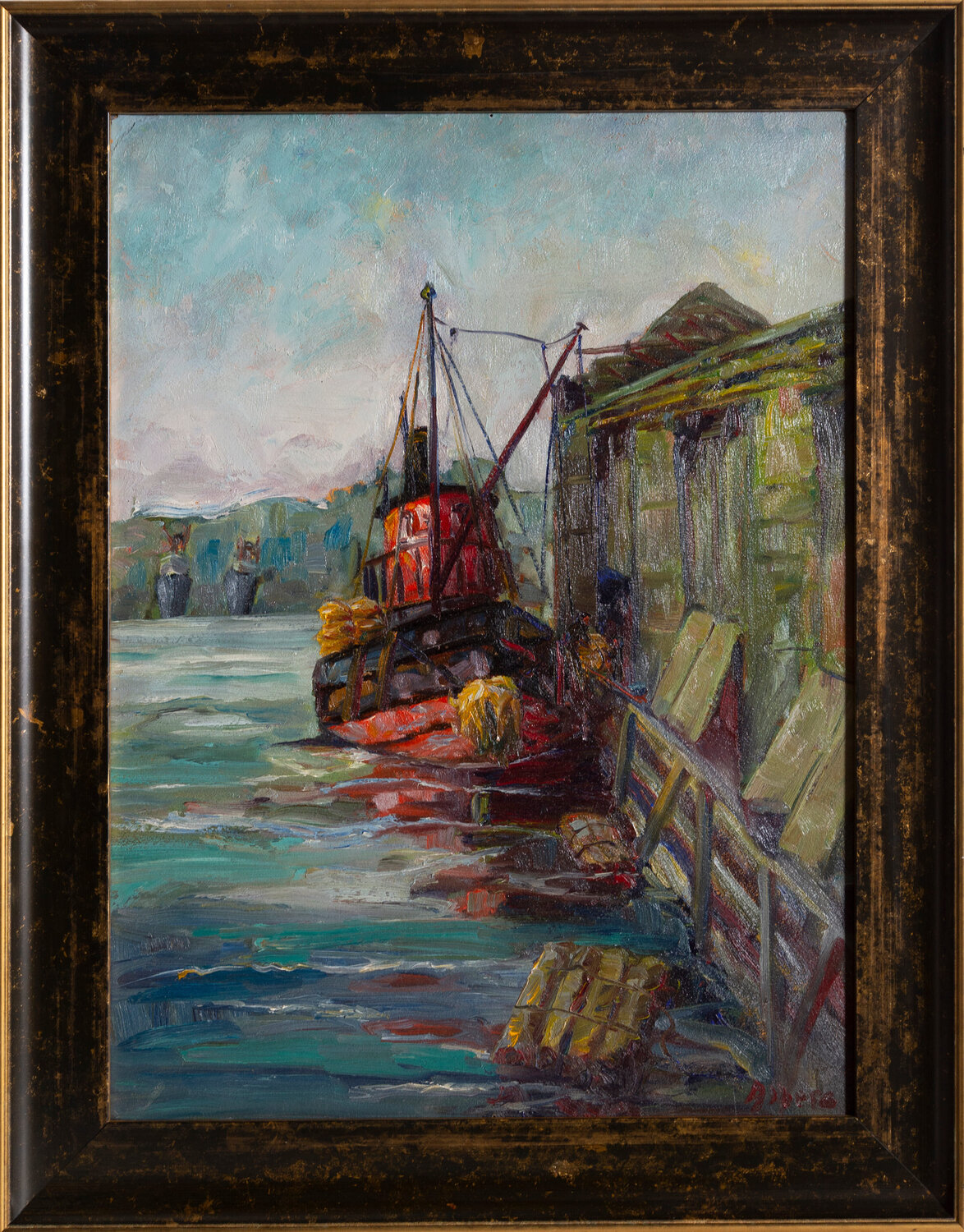 New Rochelle Pier Margaretha Albers Originalgemälde zu verkaufen