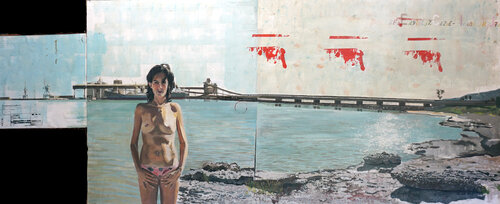 dona, paisatge i cimentera by sergi ramirez, Painting for Sale on Singulart