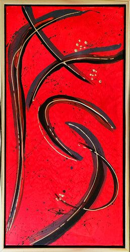 Goldstibes at Red di Elmar Hund artjust, Pittura in vendita su Singulart