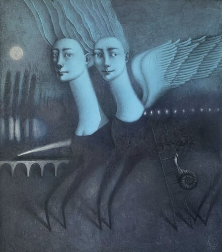 The Snail Missing Its Evening Train van Svetlana Rumak, Schilderij te koop op Singulart