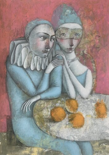 Family of Wandering Jugglers by Svetlana Rumak, Painting for Sale on Singulart