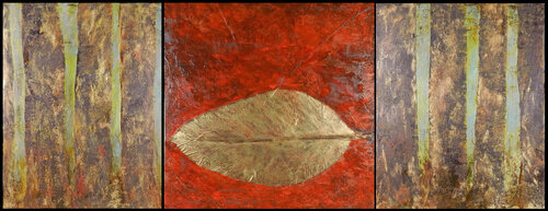 Triptyque à la feuille en or Alfredo YACHE