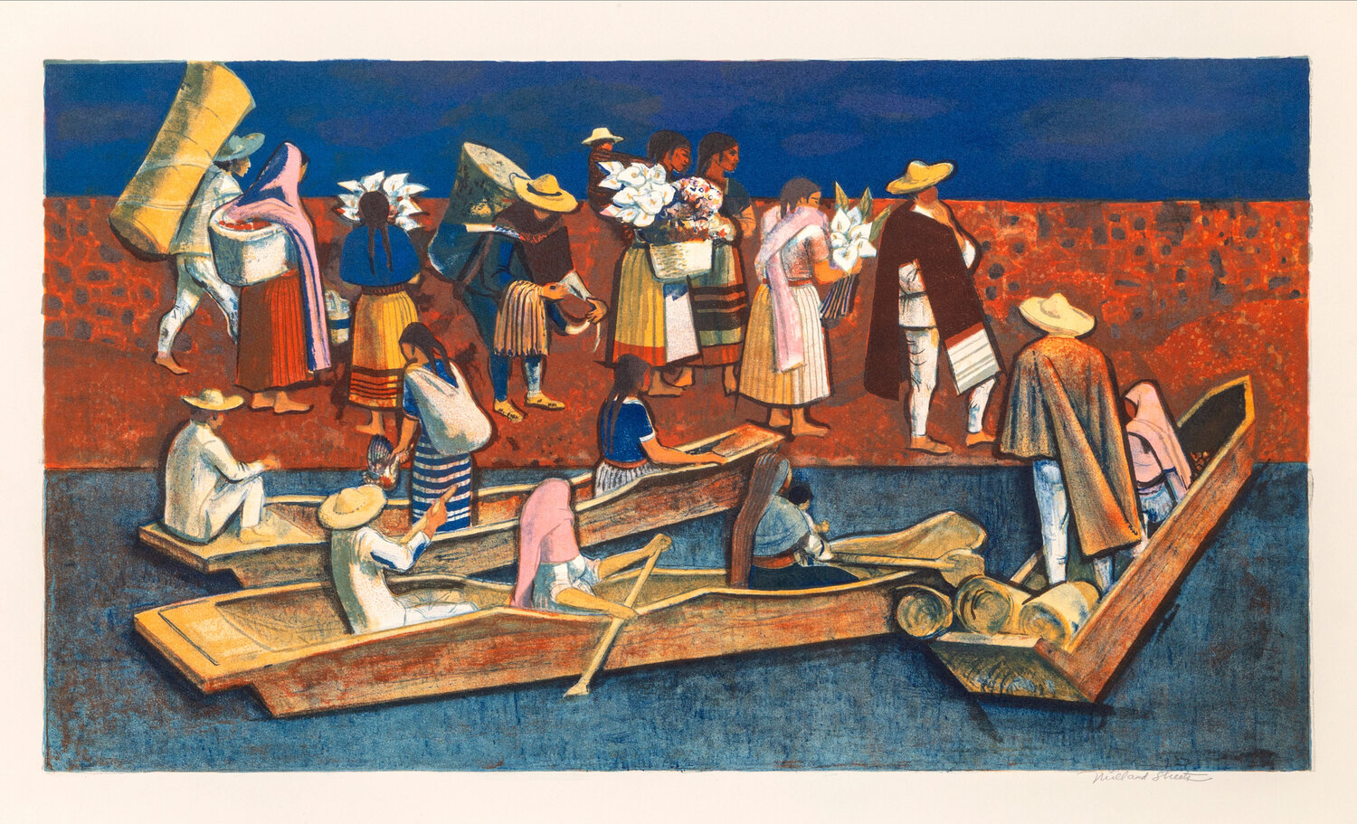 Mexican Travelers Millard Sheets Stampa in vendita