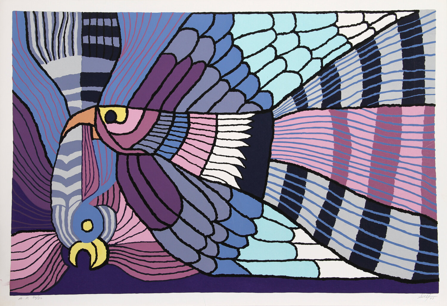 Purple Fighting Cocks Victor Delfin Stampa in vendita