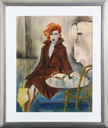 Red-Haired Woman in Cafe van Marshall Goodman, Schilderij te koop op Singulart